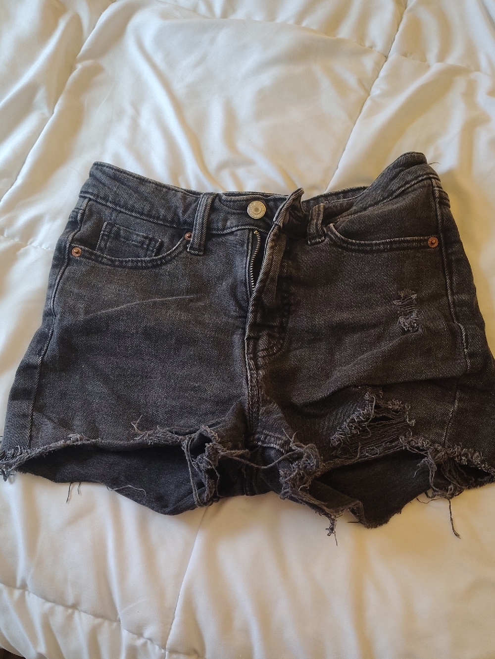 Old Navy Washed Black Distressed Jean Shorts